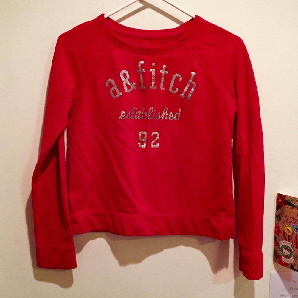 Abercrombie  Fitch red sweatshirt sweater crop top